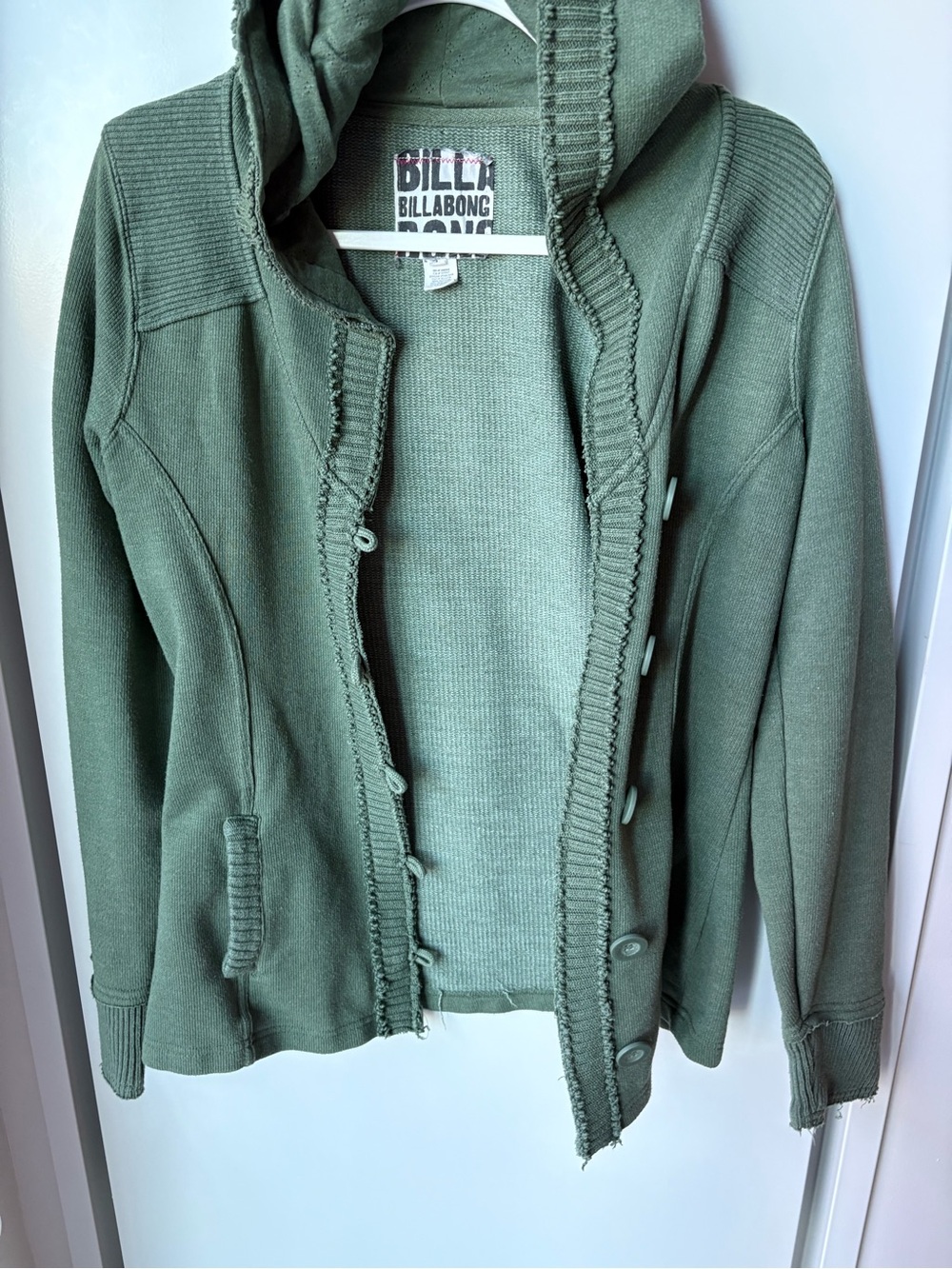 Billabong Olive Green Hooded Button-Front Cardigan💚✨